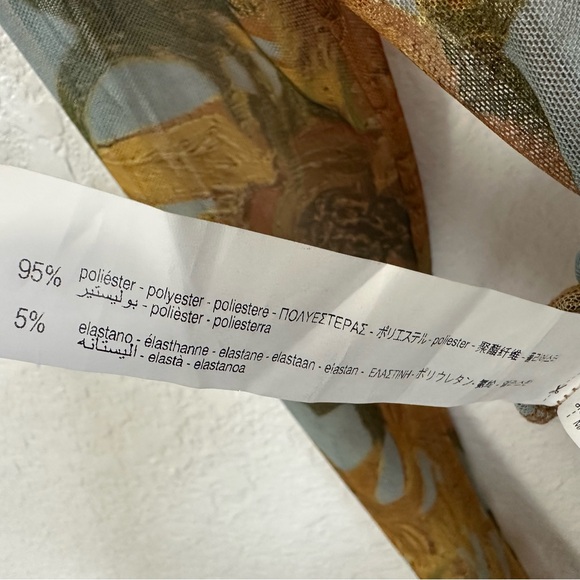 Zara Womens Sunflowers Van Gogh Mesh Bodysuit Sz Medium Yellow Long Sleeve - Picture 5 of 7